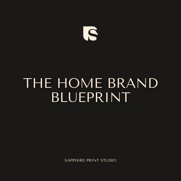 Minimalist black cover with 'The Home Brand Blueprint' and a small abstract logo at the top.