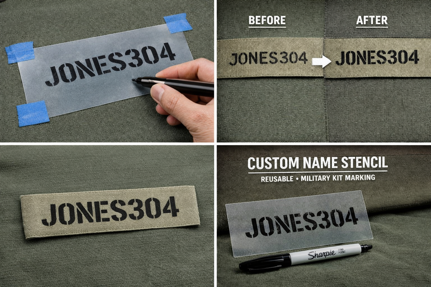 Custom Reusable Military Name Stencil